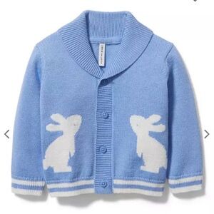 Janie and Jack Blue Kids Cardigan with Bunny Design